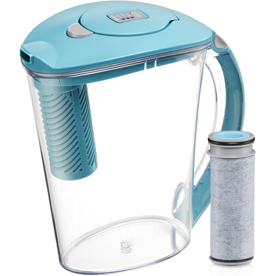 TinyBabyCloud Filter as You Pour 10-Cup Blue Plastic Water Filter Pitcher